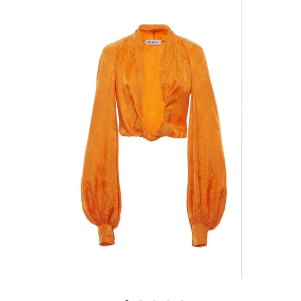 Attico orange tie-detail satin-jacquard midi skirt - Picture 6 of 8